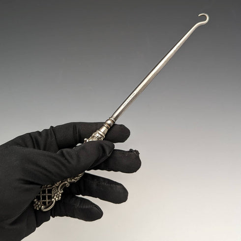 1912 年英國古董純銀手柄鈕扣掛鉤